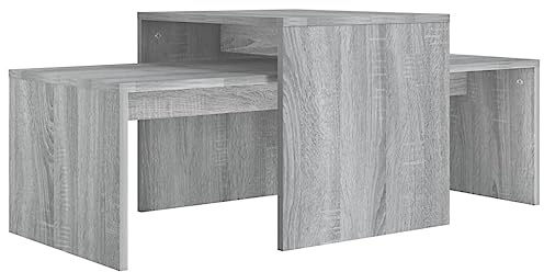 vidaXL Couchtisch Set Beistelltisch Wohnzimmertisch Kaffeetisch Sofatisch Teetisch Tisch Wohnzimmer Grau Sonoma 100x48x40cm Holzwerkstoff