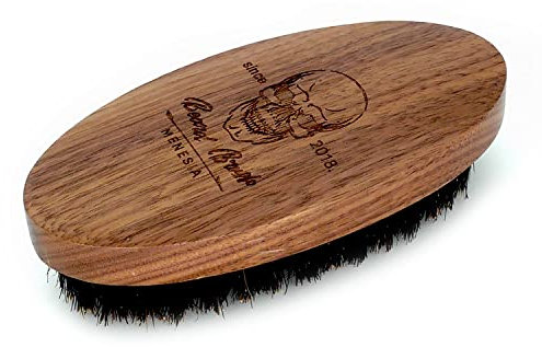 Menesia Schwarze Walnussholz Wildschweinborsten Haar Bartbürste für Männer Pocket Travel Herren Holz Kleine Weiche Bartbürste (Black Walnut)