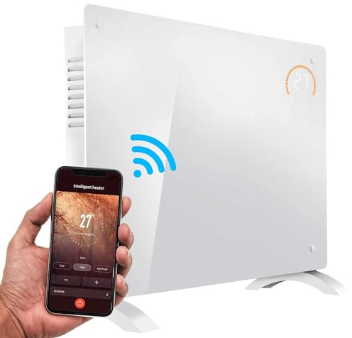Baridi 2000W Electric Glass Panel Heater with 24/7 Timer, Remote Control & Wi-Fi - White - DH140