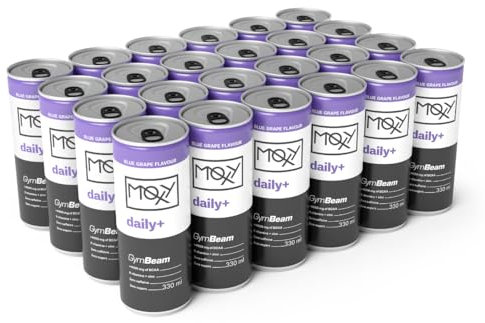 GymBeam MOXY Daily+ Bevanda Energetica 24 x 330 ml, Bevanda Ready-To-Drink Funzionale con BCAA, Vitamine e Zinco, Senza Caffeina o Altri Stimolanti, Zero Carboidrati, Solo 20 kcal per Porzione