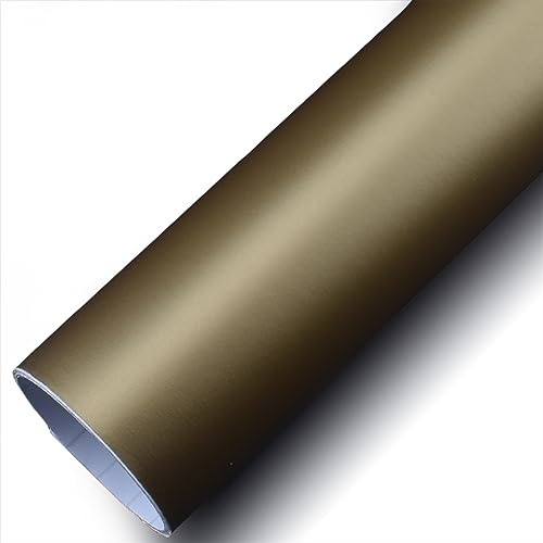 COYOUCO Vinyl-Autofolie Matt Metallic Premium Selbstklebende Ersatz-Fahrzeug-Folienrolle mit dehnbaren DIY-Aufklebern mit Luftfreigabe,Gold,50 * 100cm