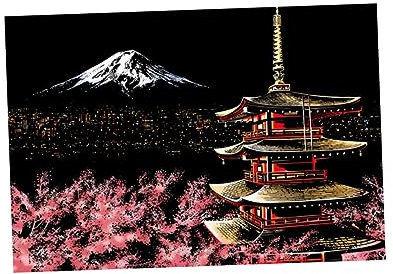 Toyvian Kratzzeichnung Mount Fuji Für Erwachsene Handgefertigt Selbstgemacht Dekompressionstool Kreatives Kratzbild Geschenkidee Für Entspannung Und Zeichnen