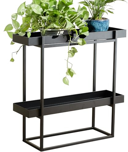 Levende Plante 2-stöckiger Pflanzenständer für drinnen und draußen, 73,9 x 22,9 x 71,1 cm, Pflanzenregal für Zuhause und Büro, schmaler Pflanzenständer für Rasen, Terrasse, Balkon und Wohnzimmer,