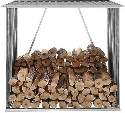 ARKEM Brennholzlager Verzinkter Stahl 163 x 83 x 154 cm Grau Holzunterstand FüR Kaminholz Aussen