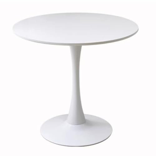 JHAISMAO Weiß MDF-Platte Tisch Modern Rund Esstisch Milch-Tee-Shop Tisch Klein Küche Speisesaal Möbel Sockel Esszimmertisch Freizeittisch Wohnzimmertisch(Size:80X80X73CM,Color:A)