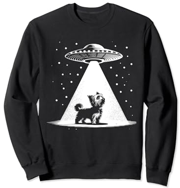 Teacup Yorkie Mom Dad Dog - Funny Alien UFO Sweatshirt