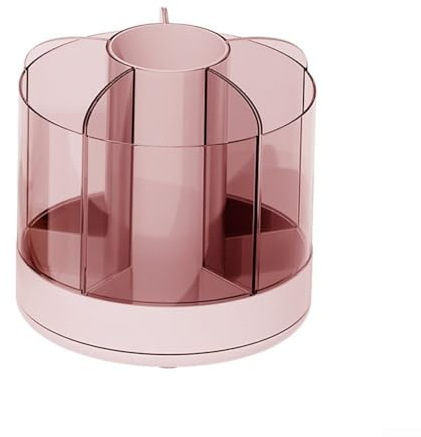 Drehbarer Stiftehalter Make-up-Pinselhalter mit 6 Fächern (Rosa)