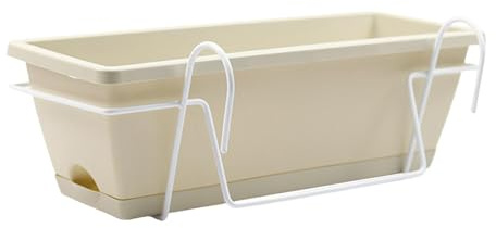 Sharplace Hanging Planter for Balcony Railing Hanging Flowerpot, Rail Planter, Rectangular Plant Holder Plant Basket , White Rack