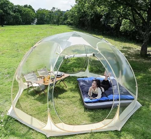 Outdoor Bubble Zelt, Transparentes Sofortzelt Unterschlupf, 2–5 Personen, Camping Pop Up Zelt, PVC Gartenkuppel für Wetterfest, Gewächshaus, Garten, Pavillons, Garten(300x300x220cm)