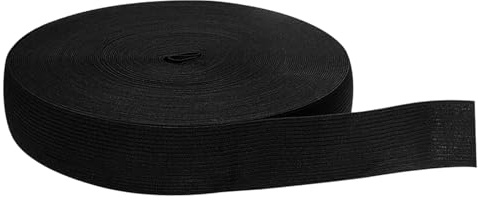 Lvjkes Goma elastica costura, 24m x 3cm Cinta elastica costura, Alta elasticidad y durabilidad, Elastico costura, Adecuado para coser ropa, pantalones y otros accesorios de costura DIY (Negro)
