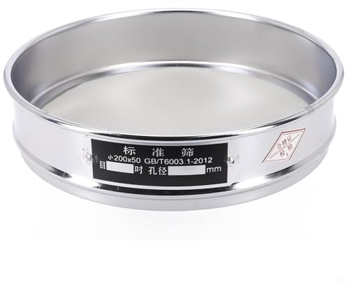 Setaccio di prova in acciaio da 20 cm, telaio cromato, 4 maglie 600, bordi lisci (300 maglie)