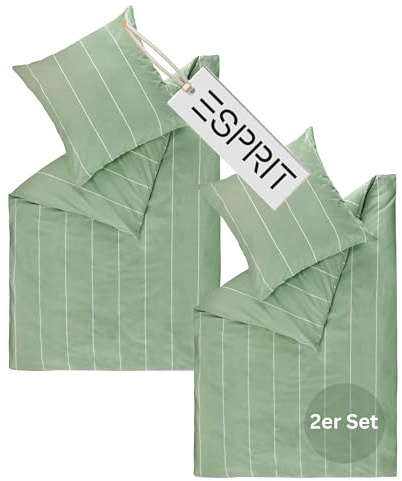 Esprit Home Biancheria da letto di alta qualità, 135 x 200 cm, in cotone, 4 pezzi, composto da 2 copripiumini da 135 x 200 cm, con 2 federe da 80 x 80 cm, certificato Öko-Tex