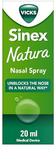 Vicks Natura, Decongestant Nasal Spray, Hypertonic with Menthol, Eucalyptus and Thyme, 97% Natural Origin Ingredients & Enriched with Provitamin B5 (Synthetic), 20ml