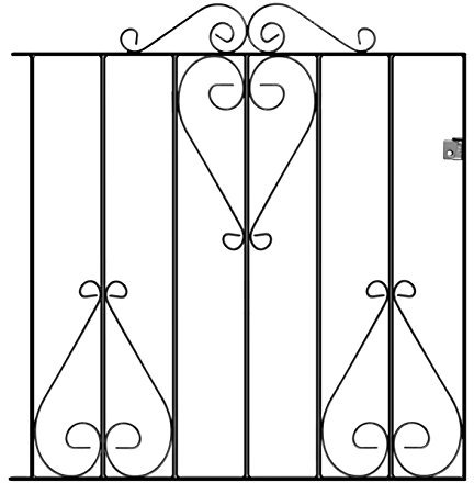 Classic Metal Scroll Garden Gates 914mm High galvanised Wrought Iron Style pedestian Swing gate (914mm Gap x 914mm High CSZP3)