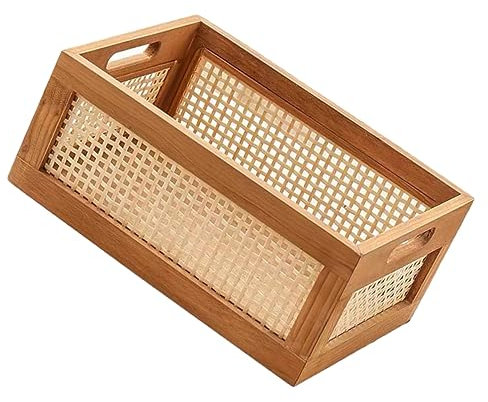 CHILDWEET Holzbox Zum Aufbewahren Kleiner Geflochtener Korb Aus Holz Spielzeug-aufbewahrungskorb Kleider-aufbewahrungskorb Tragbarer Korb Für Zuhause