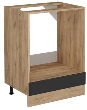 Vicco Herdumbauschrank R-Line, Anthrazit Landhaus, 60 cm | MDF-Front · Ohne Arbeitsplatte · Höhenverstellbare Füße · Metallgriffe · Einfache Integration ✓