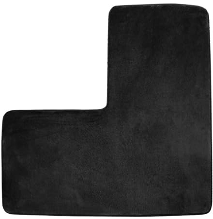 L-Shaped Bath Mat Bathroom Floor Rug Water Absorbent Soft Bath Rugs Non Slip Corner Shower Mat Washable Carpet Square Shower(Schwarz)