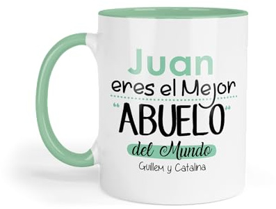Kembilove® Taza Personalizada Mejor Abuelo del Mundo con Nombre – Taza para Abuelo Firmada por Nietos – Detalle Día del Padre