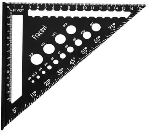 Équerre de charpentier 180 mm - Jauge de perçage polyvalente pour un diamètre exact, aluminium fraisé de haute précision pour un angle précis de 90 ° - Finitions soignées
