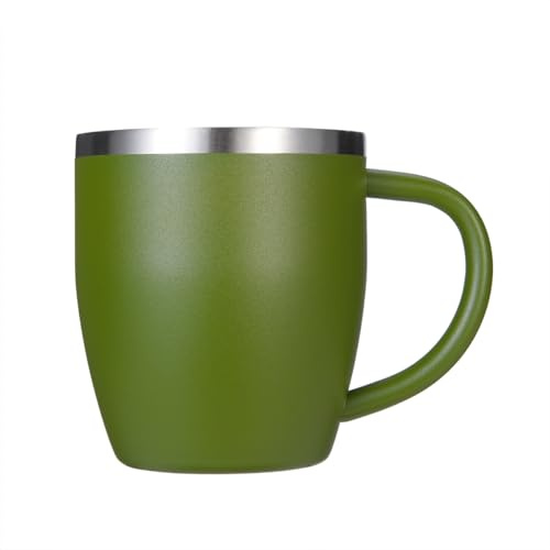 HEECN® Camping Mug, Stainless Steel Cup, Thermal Mug, Coffee Mug, Double-Walled Insulated Mug, BPA-Free, 290 ml, HESS-016 (Army Green)