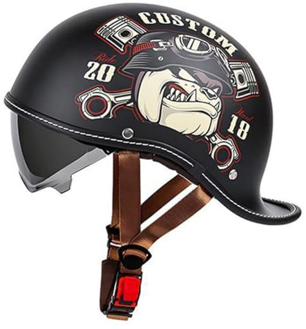 Casque Ouvert Demi-Casque De Moto Homologué ECEDOT Moto Casque Jet pour Homme Femme Casques Bols avec Visière Casque Semi Ouvert Dapté À La Conduite en Extérieur 1,M:57-58CM