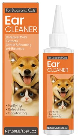 Detergente Per Orecchie Canine - 50ml Per La Pulizia Dei Detriti Del Canale Auricolare Dei Cani | Strumento Pulitore Orecchie Canino - Per Cani Grandi Anziani Cuccioli Interno Esterno Casa Viaggio