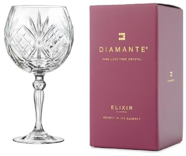 DIAMANTE Gin Copa Glass - 'Chatsworth' - Crystal 580ml Capacity - Single Gift Box of 1 Glass