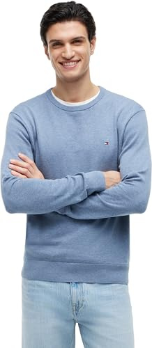 Tommy Hilfiger Essential Ssnl Cotton Crew Neck Mw0mw39999 Pull-Over Homme, Blue (Brisk Blue Heather), L