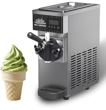 Soft serve ice cream machine - High output, 4-5 kg/hour, 450W, with LCD control panel, suitable for home and commercial use. Stainlesssteel