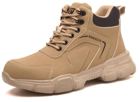 Bawalon Chaussures de Sécurité Hommes Femmes Montante, Imperméable Bottines de Sécurité avec Embout en Acier Légère Antidérapant Bottines de Travail