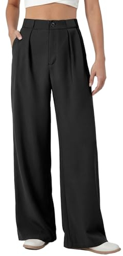 EVALESS Womens Wide Leg Dress Pants 2026 Business Casual Work Palazzo Pant High Waisted Office Trousers Black S
