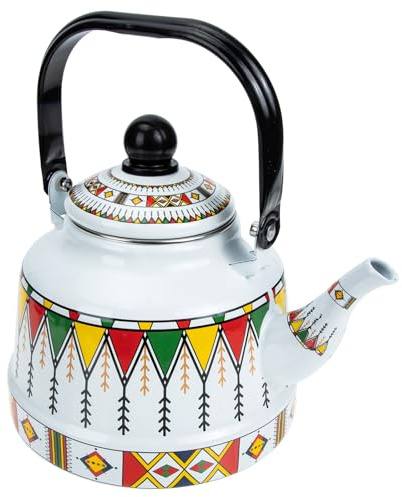 SEWACC Teiera Smaltata con Design Vintage Quadrato Bollitore per Cucina Resistente e Adatto Gas Elettrico e Induzione Manico Ergonomico Antiscottatura per Preparazione Tè e Acqua Calda