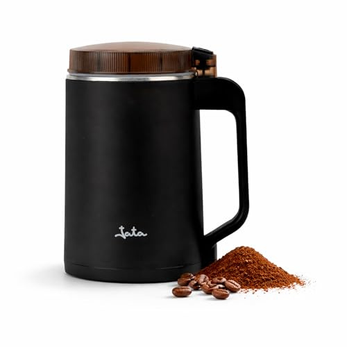 JATA JEML1820 Moulin électrique 300 W pour café et épices, capacité 150 g, lames en acier inoxydable, broyage rapide et uniforme, couvercle de sécurité, récipient en acier