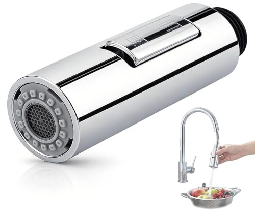 Alcachofa de ducha de repuesto extraíble, 2 modos, cabezal de ducha, Boquilla de Grifo de Cocina con Función de Rotación 360° compatible con conexiones estándar G 1/2