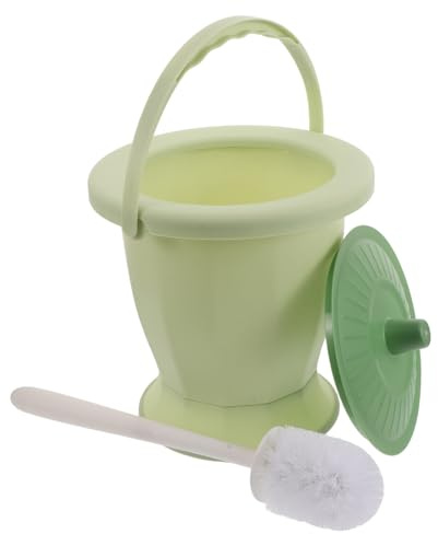 VERDANVERSE Pot de Chambre Portable pour Adultes avec Couvercle et Brosse de Nettoyage, Seau de Toilette Étanche en Plastique Vert, Bassin de Lit Hygiénique pour Personnes Âgées, Femmes