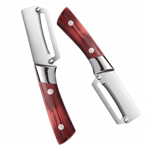 2pc Multifunctional Zero snag Wooden Wide Vegetable Peeler - Stainless Steel Kitchen Peeler for Fruit and Vegetables, Sharp Blade Easy Peeler for Potato, Carrot, Mango,Pumpkin,Cantaloupe（A）