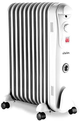 Schallen Portable Electric Slim Oil Filled Radiator Heater with Adjustable Temperature Thermostat, 3 Heat Settings & Safety Cut Off (2500W | 11 Fin)