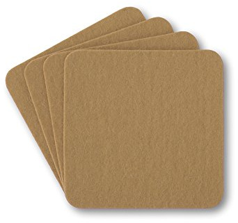 Filzbrand Filz Untersetzer eckig für Gläser 4er Set, 9x9 cm, 5mm stark, Glasuntersetzer in beige, Deko Getränkeuntersetzer, Designfilz aus 100% Wolle – Made in Germany