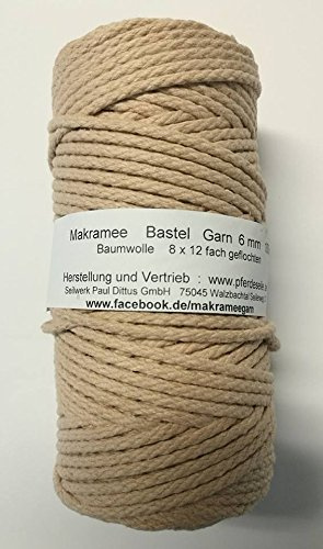Makrameegarn Makramee Baumwollgarn Bastelgarn BEIGE 100 Meter 4 mm