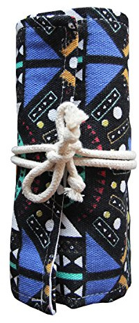 Rollmäppchen für Buntstifte – bunt2 48 Federmäppchen Stifterolle Mäppchen Federmäppchen zum rollen – Schlamperrolle Pinselrolle aus Canvas und Baumwolle – Ideal für Reisen, Schule, Büro, Kunst