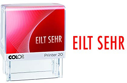 COLOP Printer 20 I EILT SEHR Stempel I selbstfärbender Bürostempel I Abdruck 14 x 38 mm I langlebiger Textstempel mit integriertem Farbkissen rot I ideal für Bürobedarf