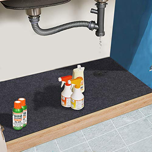 Under The Sink Mat,Cabinet Mat – Absorbent/Waterproof – Protects Cabinets, Premium Shelf Liner, Contains Liquids,Washable(24in x 36in) (24×36)