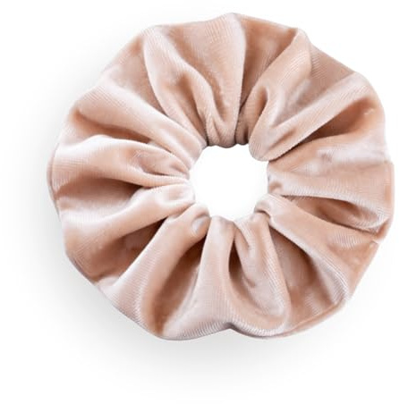 Leirinik Velvet Scrunchie beige 1er Pack - 14 cm - hochwertiger Haargummi aus 100% Polyester - Samt Optik für Damen & Mädchen - alle Haartypen - haarschonend