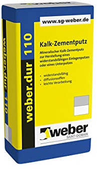 weber.dur 110 Kalk-Zementputz 30 kg Zement Putz Trockenmörtel Innen Außen Kalkzementputz Zementputz Kalkzementputz Unterputz