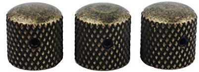 Guyker 3Pcs Guitar Knobs for 6mm Dia. Shaft Pots - Tone and Volume Control Potentiometer Knob Replacement for Electric Guitar or Precision Bass (Antique Brass)