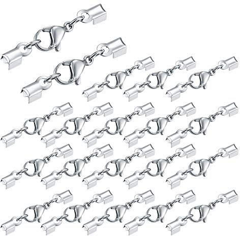 20 Stk. Edelstahl Verschluss, Lederband Kette, Karabinerverschluss, Schmuckherstellung Karabiner, Armband Verschluss Für Ketten, Lederband, Schmuck, DIY