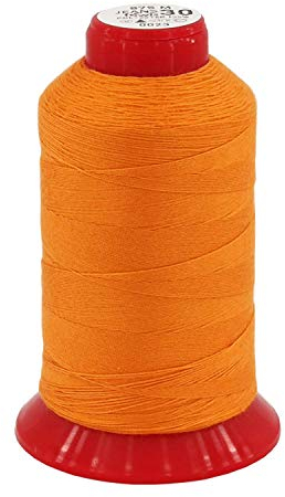 starkes 30'er Jeansgarn ungewachst für haltbare Nähte, Nähgarn Sattlergarn Ledergarn Steppgarn Knopflochgarn Zwirn, 875 Meter, Farbe: Orange