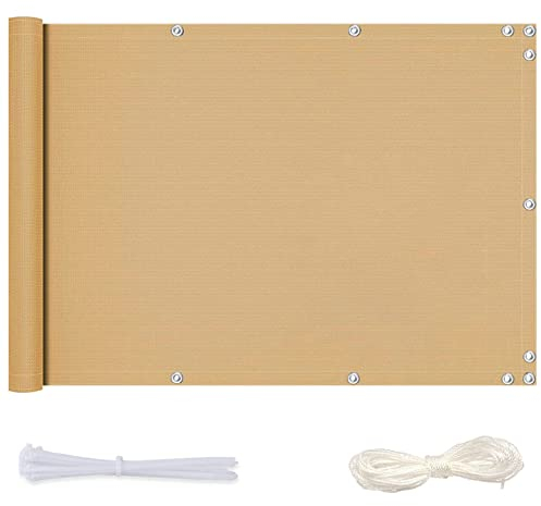 Redfire Sichtschutz für Balkon 150x750cm,Reißfest Sichtschutz Camping div Größen & Farben GartenSichtschutz mit Ösen Nylon Kabelbinder und Kordel für Balkon,Nicht-Gerade Weiss