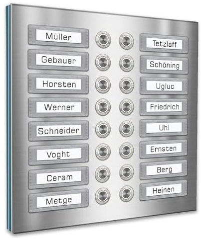 Sechzehnfamilien Türklingel 270x270mm mit Namensschildern zum Beschriften - Tomtec