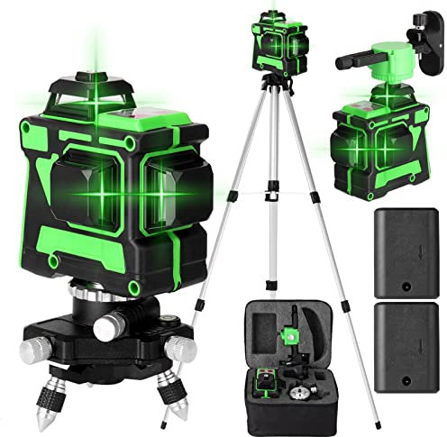 Multifunctional Self-leveling 3D 12 Lines Laser Level Tool Vertical Horizontal Lines with 1.5M 3 Heights Adjustable Alloy Extension Bar Tripod Stand